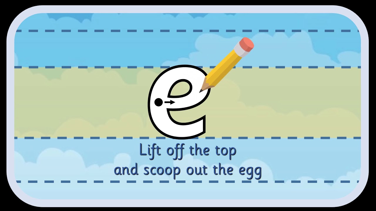 'e' letter formation