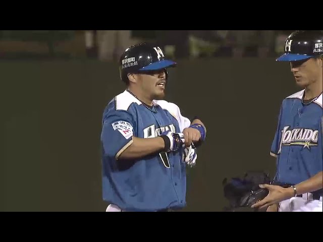 7回表 ファイターズ代打・小谷野が2点タイムリー2塁打で同点!! ここ一番の勝負強さを発揮!! 2014/7/3 L-F