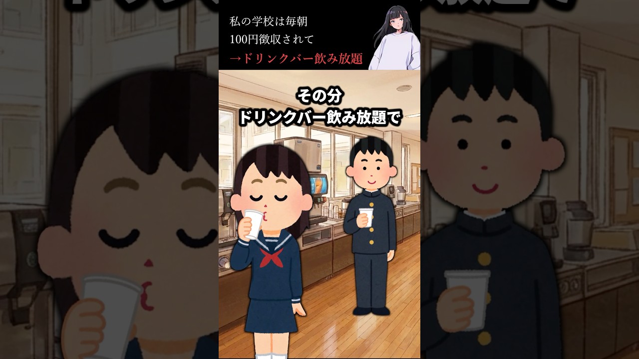 私の学校は毎朝100円徴収されて→ドリンクバー飲み放題