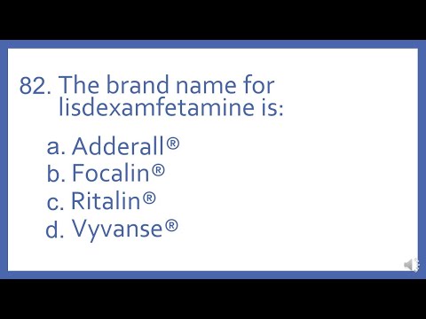 Top 200 Drugs Practice Test Question - the brand name of lisdexamfetamine is: