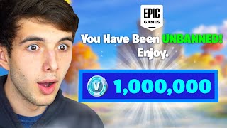 Epic UNBANNED My 1,000,000 VBUCKS Account.. (Fortnite)