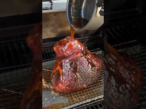 Smoked Ham with Bourbon Brown Sugar Glaze 🥃 #bbqrecipes #smokedmeat #ham #holidayseason