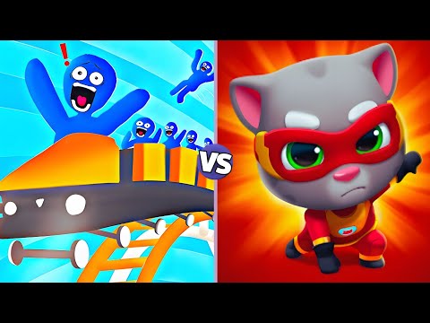 Roller Coaster Run 3D Game vs Talking Tom Hero Dush Game | All Level Up In - Android,iOS”Gameplay