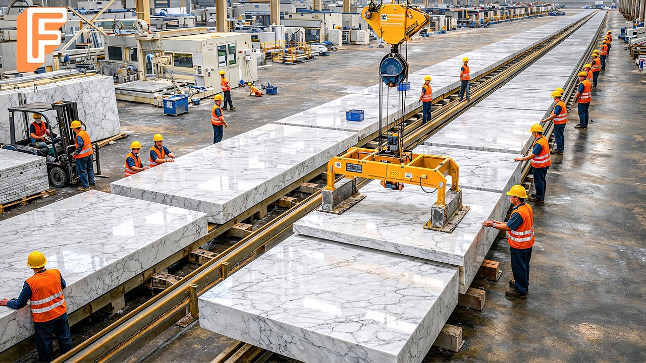 How Millions of Marble Slabs Are Made Inside Massive Stone Factory