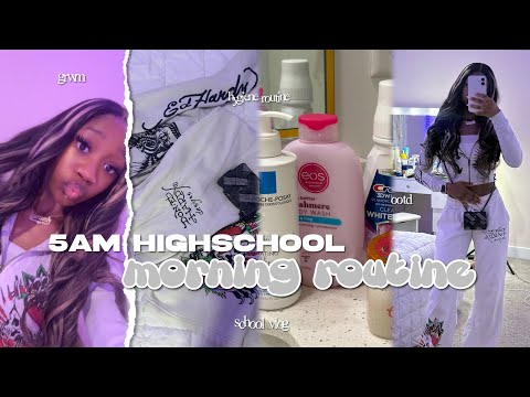5AM HIGHSCHOOL MORNING ROUTINE | grwm, school vlog, hygiene routine, ootd&hellip;etc.