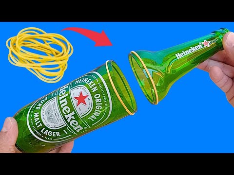 I never thought cutting a glass bottle with a rubber band would be so easy - Amazing