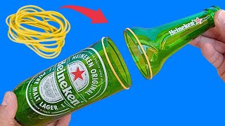 I never thought cutting a glass bottle with a rubber band would be so easy - Amazing