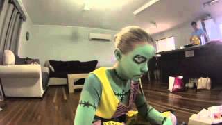 Courtney transforms into Sally from the Nightmare before Christmas