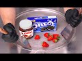 Nutella Oreo Strawberry Ice Cream Rolls ASMR
