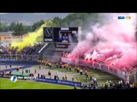 Pyroshow im Thüringen-Derby! Jena vs. Erfurt (Carl Zeiss Jena - Rot Weiss Erfurt 2:0)