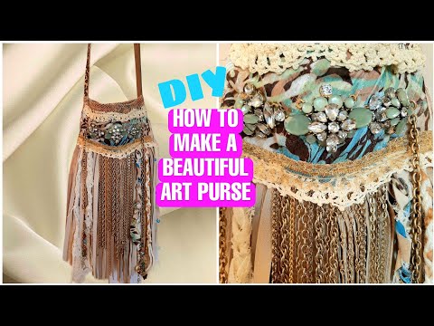 How To Make a Fabric & Leather Fringe Art Bag From Thrift Store Items