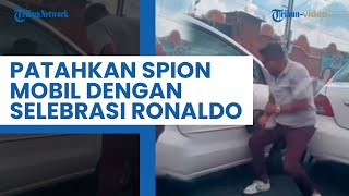 Viral Seorang Pria Lakukan Selebrasi 'Siu' ala Cristiano Ronaldo untuk Patahkan Spion Mobil