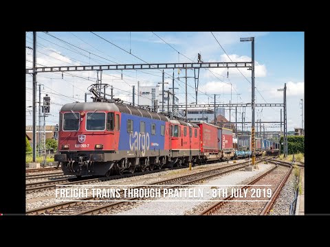 4K Freight trains through Pratteln, Switzerland - 08/07/19