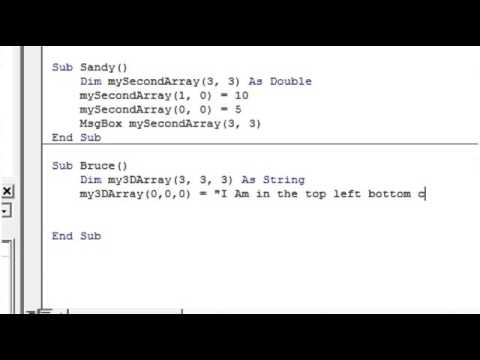 Excel 2010 VBA Tutorial 19   3D Arrays 360p