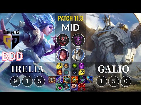 GEN Bdd Irelia vs Galio Mid - KR Patch 11.3
