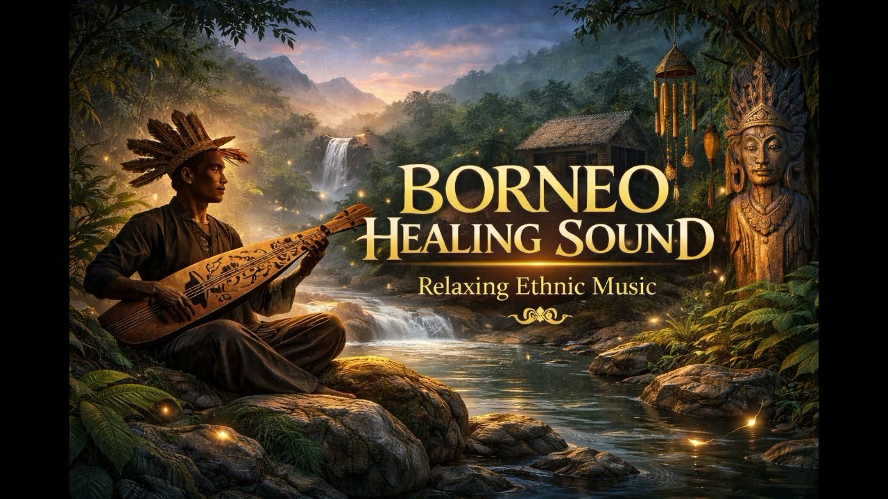 Relaxing Borneo Ethnic Music 🌿 Dayak Sape for Stress Relief & Sleep