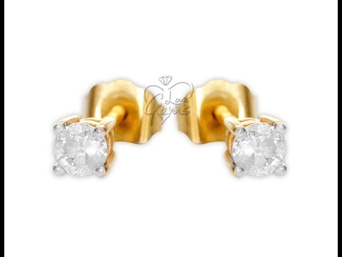 9ct Yellow Gold 0.25ct Diamond Stud Earrings - Hatton Jewellers London