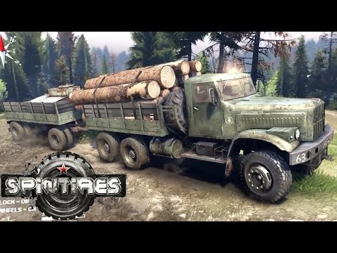 SPINTIRES 2014 - The Coast Map - C 255 Truck + Utility Full Trailer Transporting Logs