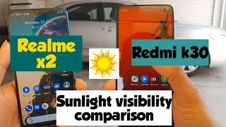 Realme x2 vs Poco X2 (redmi k30 china)  sunlight visibility comparison