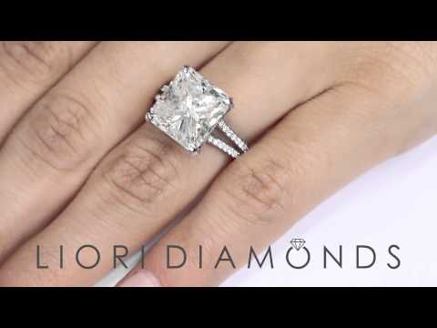 ER-SOLD-039 - 9.48 Carat G-SI2 Radiant Cut Natural Diamond Engagement Ring Set In Platinum