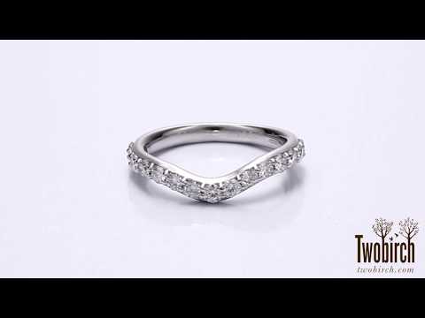 0.5 Ct. Fifteen Stone Delicate Curved Wedding Ring - TwoBirch - TB-CR-0051-WG-H