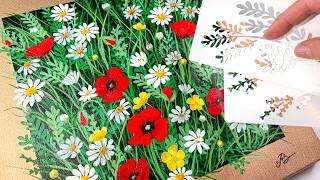 This ONE KEY Technique Will Change Your Art - EASY Field of Flowers Stencil