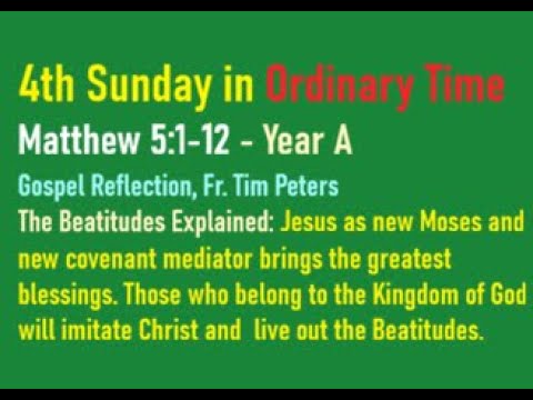 Matthew 5:1-12: The 4th Sunday in Ordinary Time, Year A, Gospel Reflection, Fr. Tim Peters