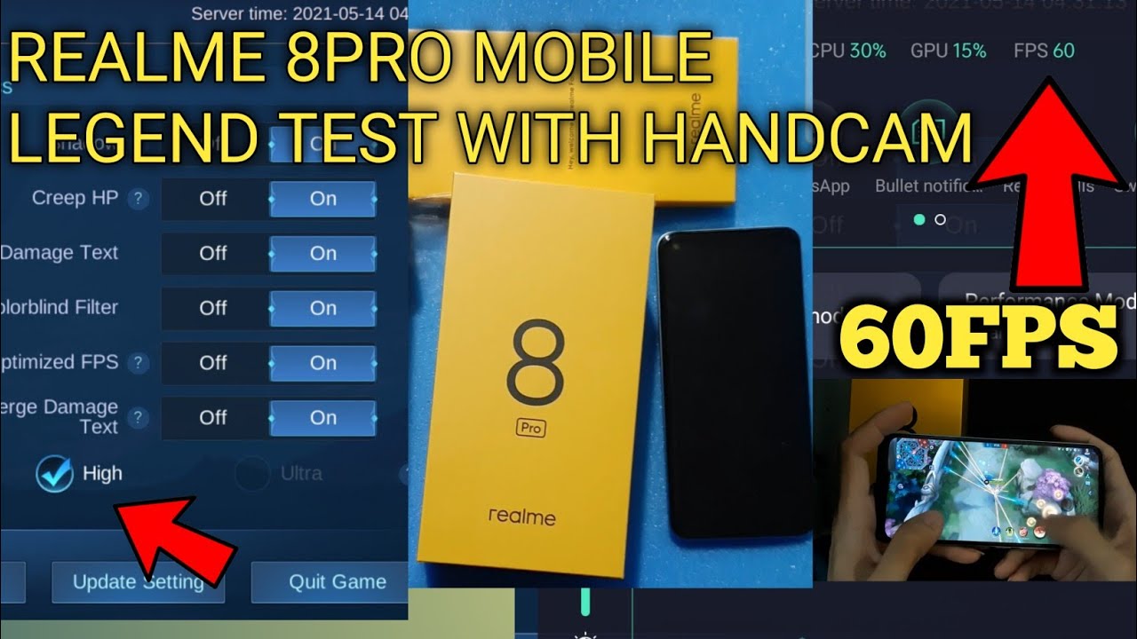 REALME 8 PRO MOBILE LEGEND TEST WITH HANDCAM . HIGH GRAPHICS ON .HFR MODE ON.