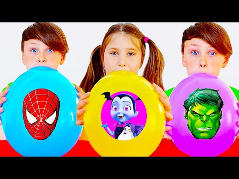Balloons Superheroes Fun Challenges for Kids | Adriana and Ali's Adventures