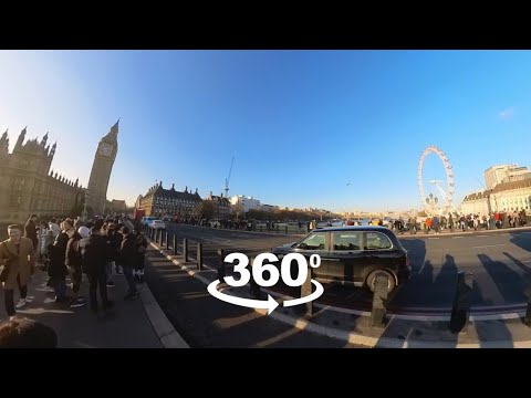 Vídeo 360 do meu quinto dia em Londres, Reino Unido, visitando a London Eye, Big Ben, Camden Market, Chinatown e mais.