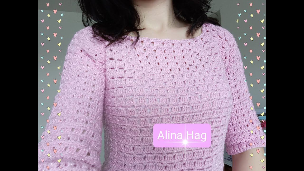 bluza Pink Diamond (pas cu pas) /crochet blouse