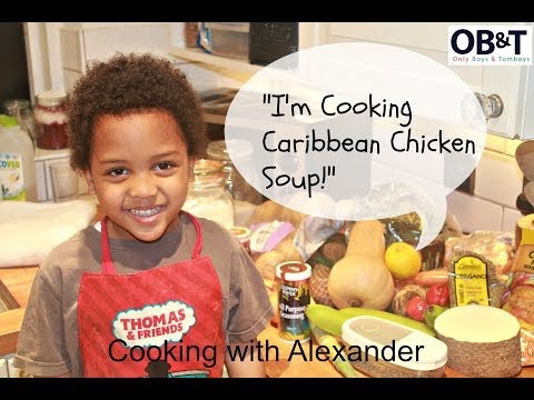 How to cook Caribbean Chicken Soup; Cooking with 4 year old Alexander