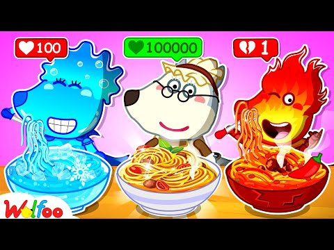 Me vs Grandma Cooking Challenge: Normal vs Hot vs Cold Noodles 🍜🔥💧 | Wolfoo New Episodes 2025