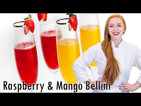 Raspberry and Mango Bellinis - with REAL fruit!!