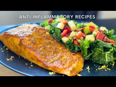 Anti-inflammatory Turmeric Baked Salmon with Kale Salad Recipe