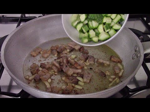 PASTA CREMOSA CON ZUCCHINE  E PANCETTA , ricetta facile