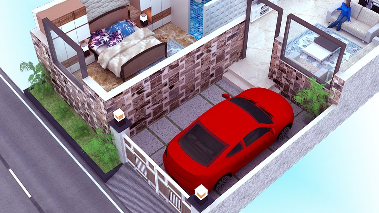 25X60 DUPLEX HOUSE WITH CAR PARKING | 25 X 60 3D HOUSE PLAN | 25X60 3D HOME PLAN | 25X60 2D PLAN |