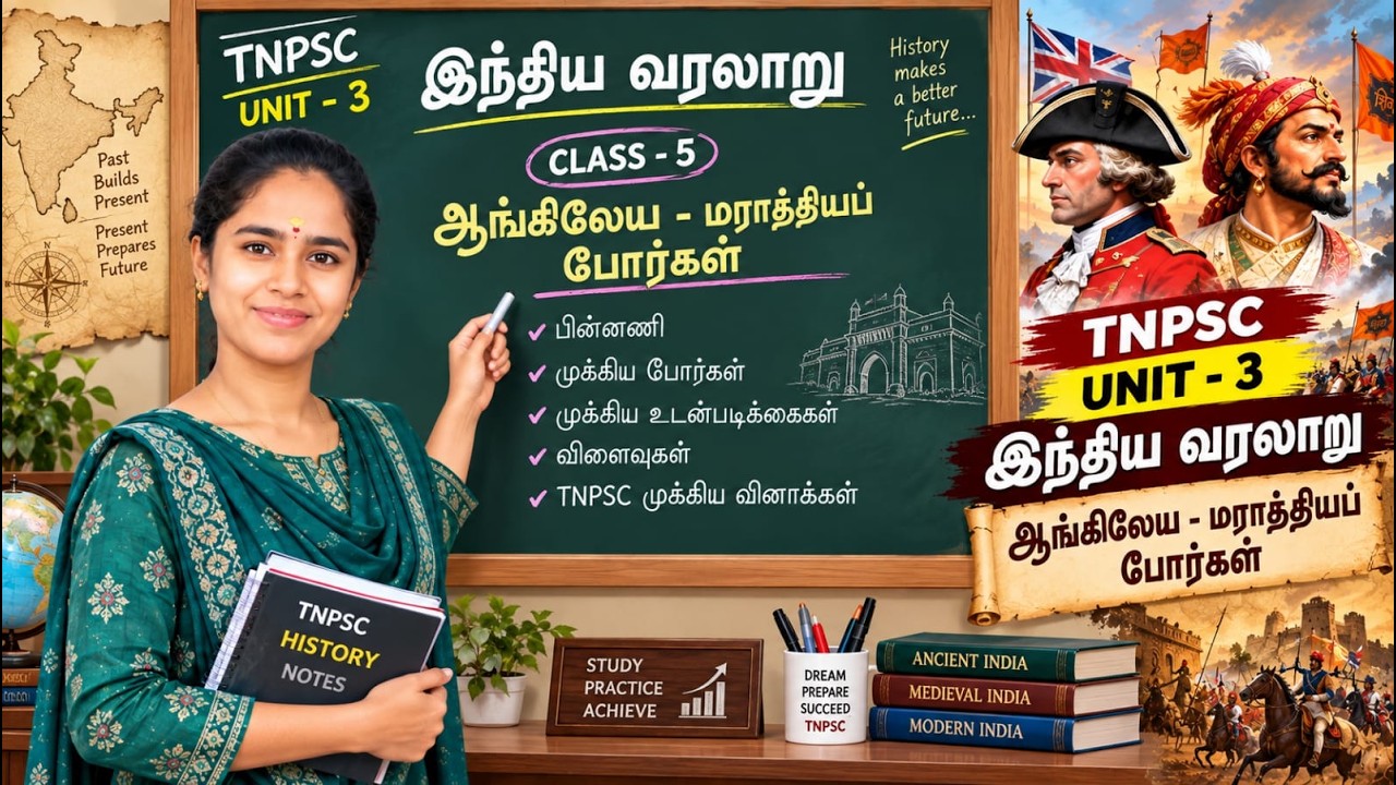 TNPSC 2026 | DAY 5 –  ஆங்கிலேய மராத்திய போர்  PYQ| முக்கிய வரலாற்று 