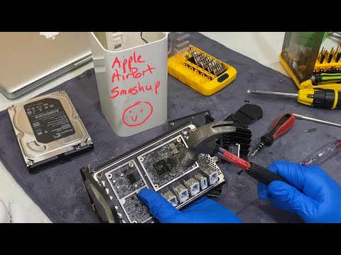 Apple Airport & Time Capsule Teardown, Decomissioning and Surprise at the end! Warning Hammer Used!