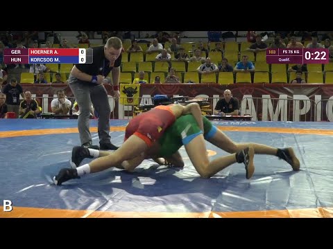 Qual. FS - 76 kg: A. HOERNER (GER) df. M. KORCSOG (HUN) by VSU, 10-0