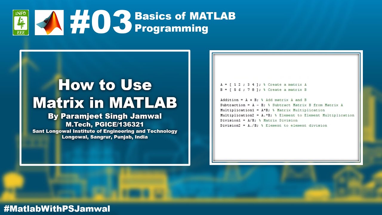 How to Use Matrix in MATLAB #03 | Basics of MATLAB Programming