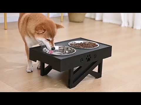 Миска для собак ELS PET 2 х 1,3 л двойная на подставке с регулируемой высотой, Черный - фото 1 - id-p1576021997