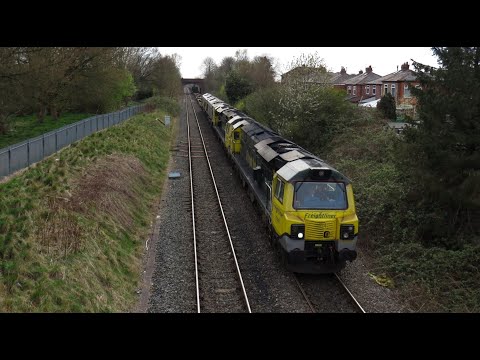 FL 70003 & 70005 & 66956 & 66506 on 6E53 Crewe Basford Hall - Hunslet Yard on 05.04.20 - HD
