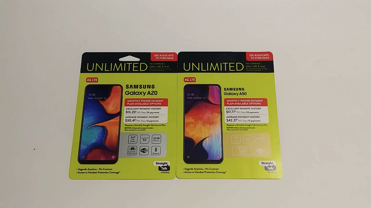 What is the difference between Samsung galaxy A20 and the A50 cell phones straight talk review
