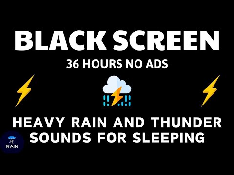 🔴 Heavy Rain and Thunder Sounds for Sleeping - Black Screen | All Night Thunder Sleep Aid