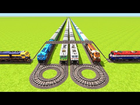 SIX INDIAN TRAINS VS OVER BRIDGE CRISSCROSS ANS DOUBLE LOOP RAILROAD ▶️ Train Simulator | CrazyRails