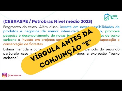 Vírgula antes da conjunção E  banca CEBRASPE