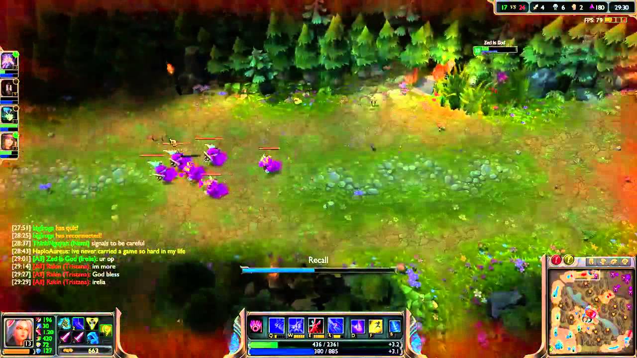 Liên Minh Huyền Thoại: Irelia một xíu máu vs Tristana rất xanh full máu :v