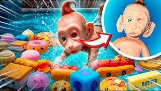 PISCINA DE SQUISHY VIRAL COM MACAQUINHO REBORN *O Ferrugem Perdeu o Olho! 😱