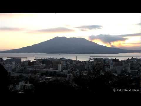 桜島　城山からの眺望　夜景から朝